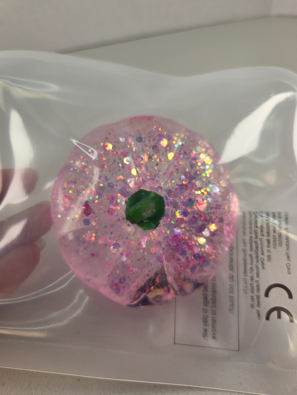 Pink Glitter Pumpkin Squishy Toy for Kids
